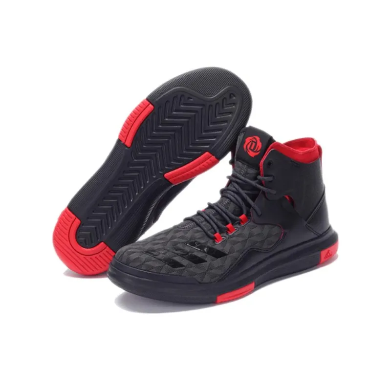 Adidas D Rose Lakeshore Anti-Slip Wear-Resistant High-Top Basketball Shoes Men's Black-3
