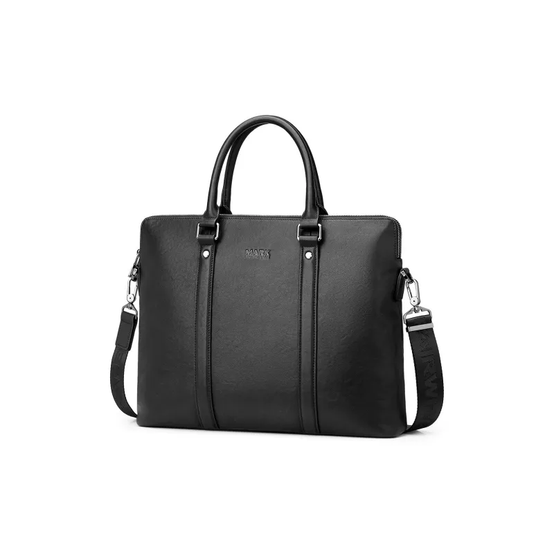 FAIRWHALE Top Grain Cow Leather Handbags Briefcases Men's Black-2