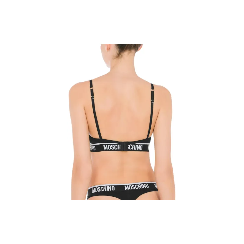 MOSCHINO Logo-tape Detail Stretch-cotton Bra-2
