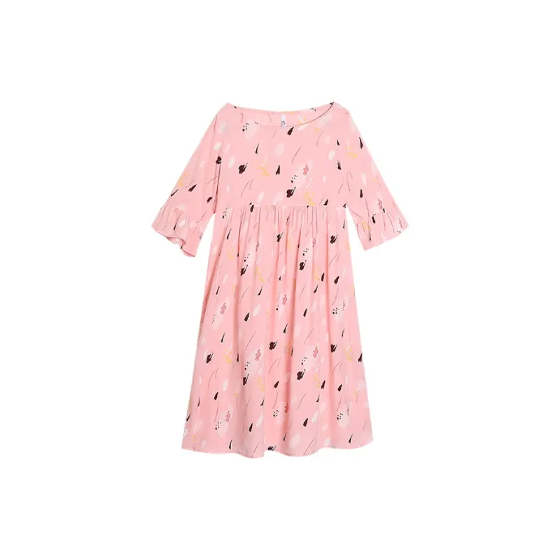 Red Beans At Home Nightgown Women's Orange Pink-1