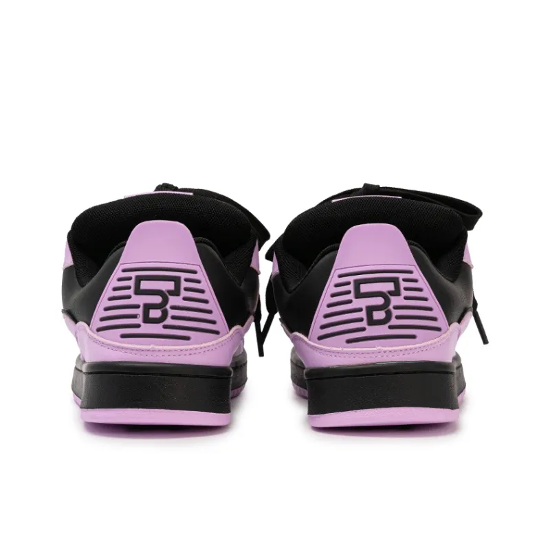Little Red Man Low Top Skateboard Shoes Women's Pink Dark Blue-3