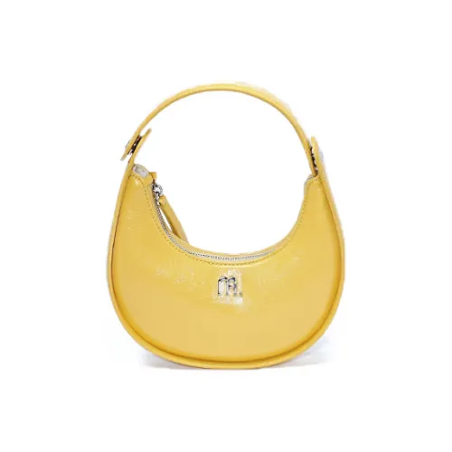 MUYSO Eco Friendly Recycled Leather Crescent Bag One Shoulder Handbag Small Size Women's Yellow
