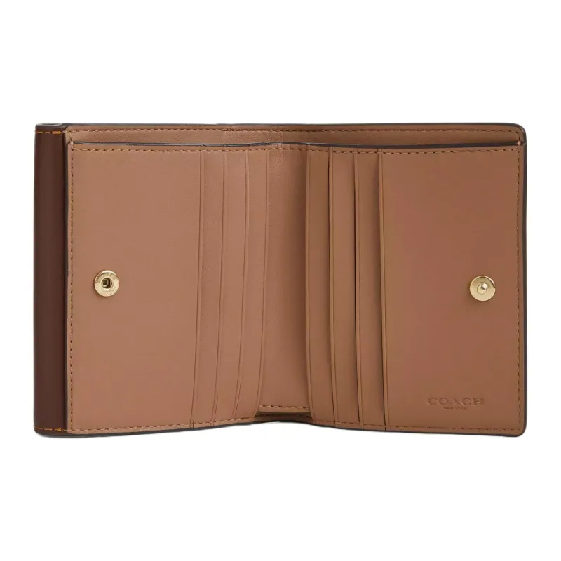 COACH Eliza Coated Canvas Wallet Trumpets Women's Tan & Brown-1