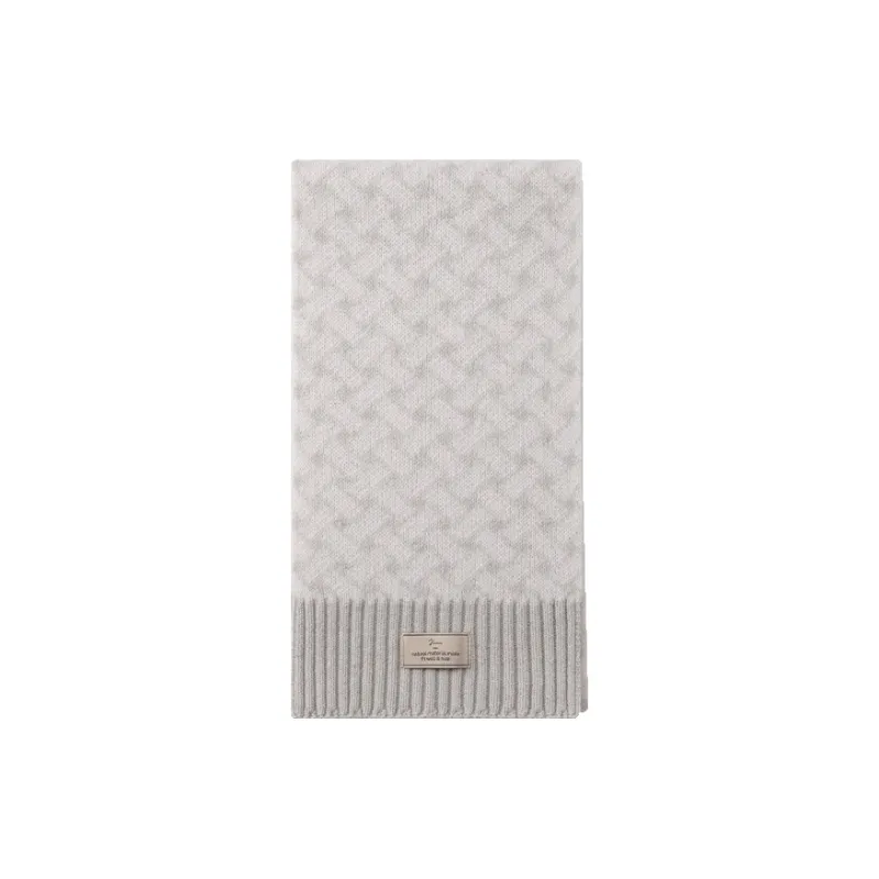 JIUMU 100% Sheep Wool Knit Scarves Women's Mercury Gray/Desert Camel/Camel Brown-0