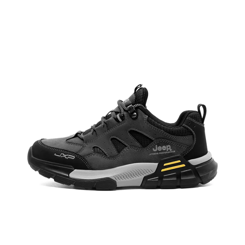 Jeep Shock Absorbers With Slip Resistant And Abrasion Resistant Properties Low Top Hiking Shoes Men's Black Gray-0