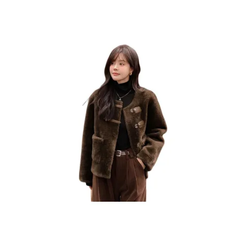 Mo Han Yi Mei Velvet Jackets Women's Coffee