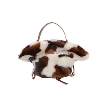 MUYSO Faux Fur Handbag Women's Brown & White