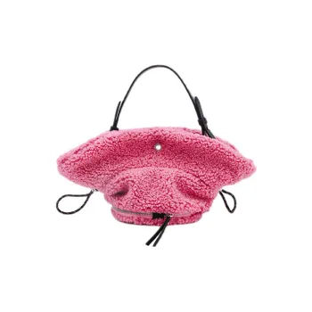 MUYSO Faux Fur With Eco-Friendly Recycled Leather Handbag Women's Pink