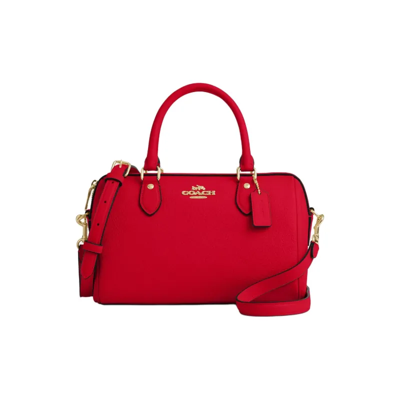 COACH Rowan Litchi Grain Leather Shoulder Bag, Crossbody Bag, Handbag Medium Size Women's Red-0