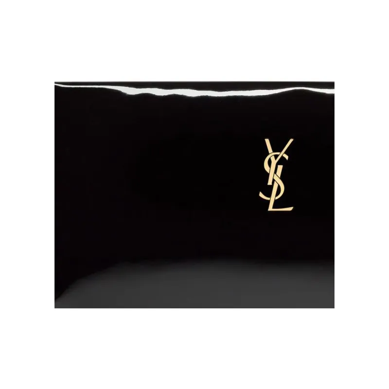 SAINT LAURENT PU Polyester Fiber Clutch Unisex Black-4