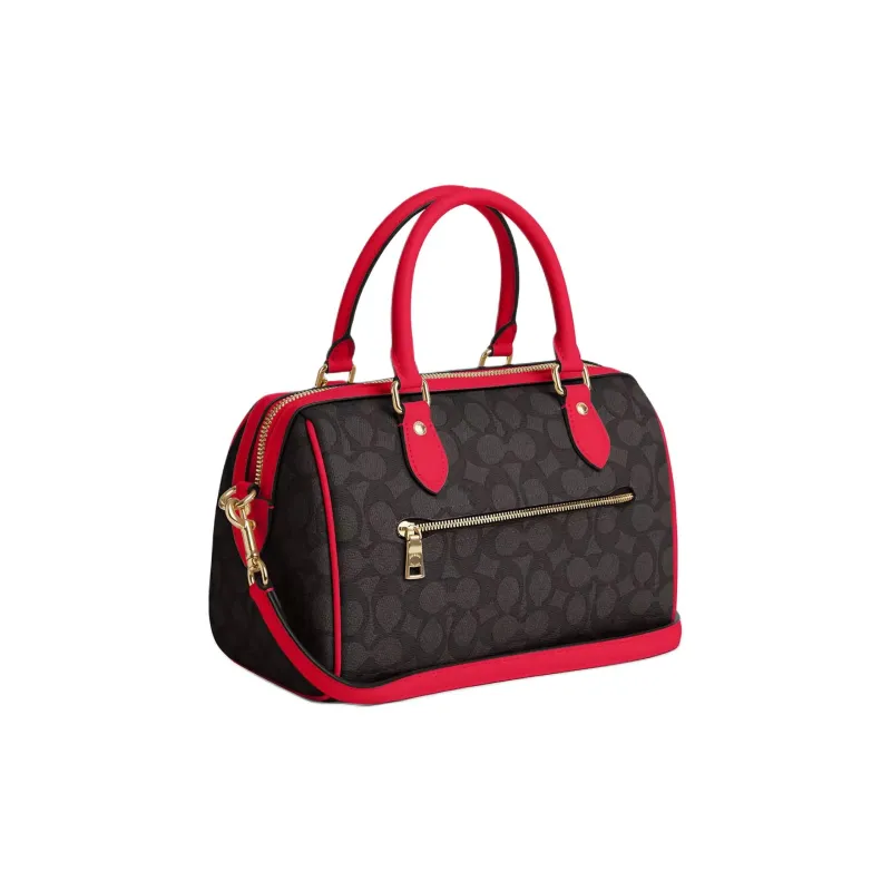 COACH Rowan Coated Canvas Shoulder Bag Crossbody Bag Handbag Medium Size Women's Red-1