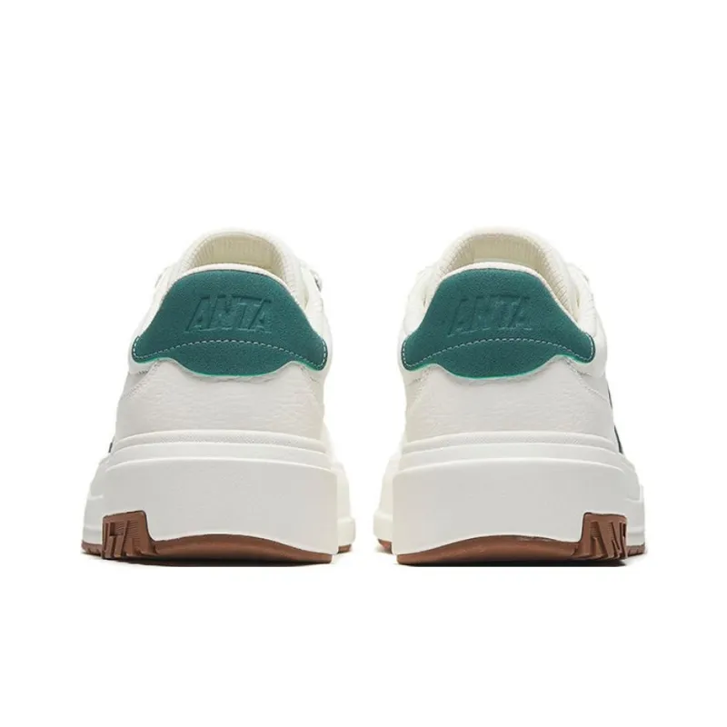 Anta A Road Wear Resistant Slip Resistant Low Top Skateboard Shoes Men's White Green-3