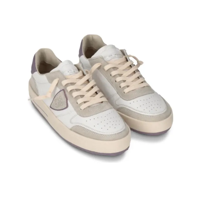 PHILIPPE MODEL Low Top Casual Shoes Women's White Purple-2