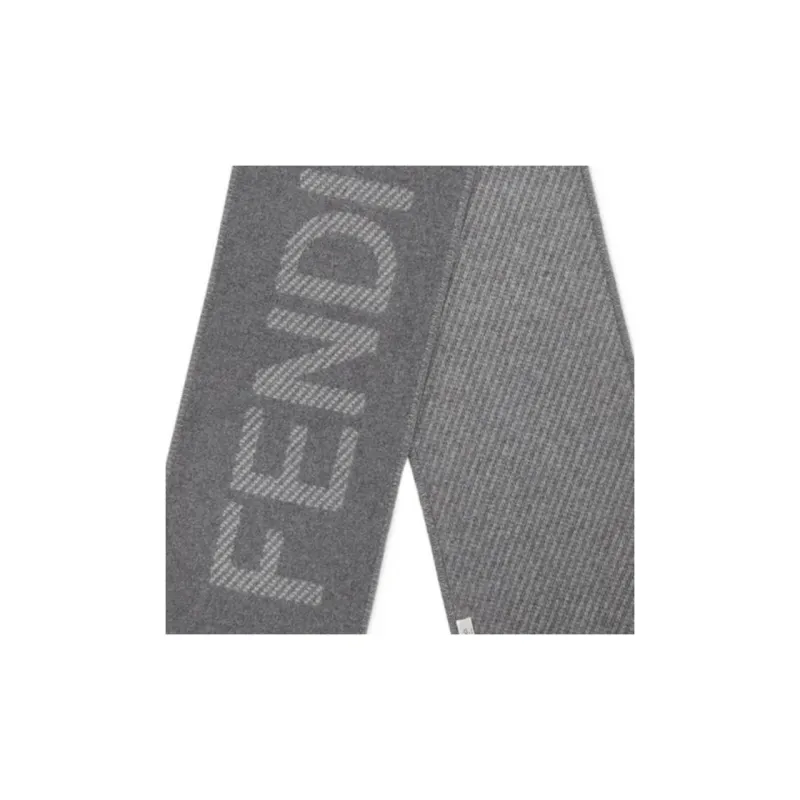 FENDI Wool Knit Scarves Women's Gray-2