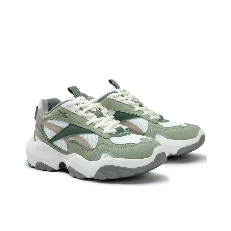 Reebok FLUFFI PUFF CN Anti Slip And Wear Resistant Height Increasing Low Top Running Shoes Unisex White Green-1