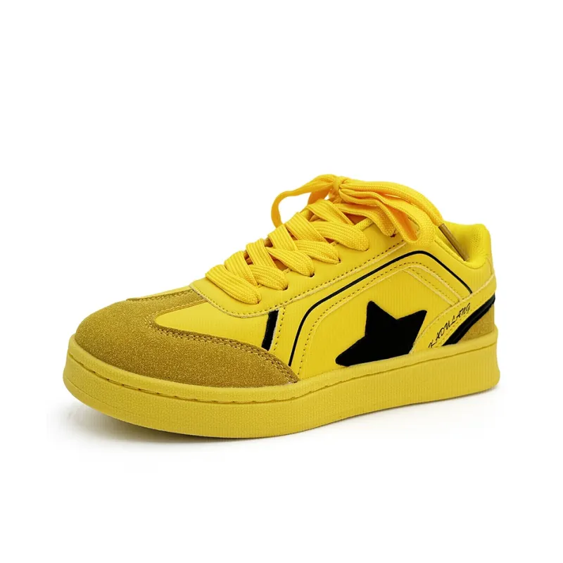 Little Red Man Lightweight Low Top Skateboard Shoes Unisex Yellow-1