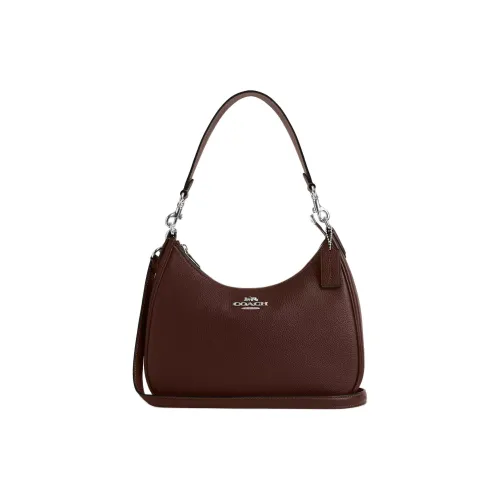 COACH Teri Litchi Grain Leather Hobo Bag Crossbody Bag Shoulder Bag Large Size Women's Maple