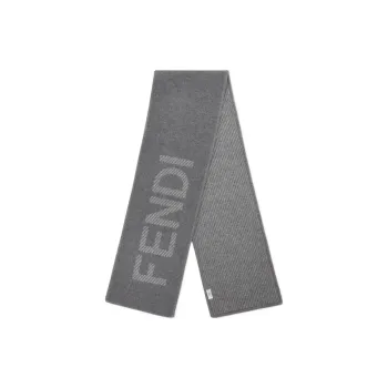 FENDI Wool Knit Scarves Women's Gray