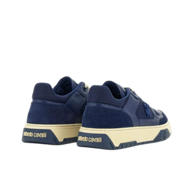 Roberto Cavalli Monogram Low-Top Skateboard Shoes Men's Blue-3