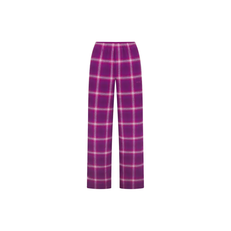 SKIMS FLANNEL SLEEP STRAIGHT LEG PANT Pajama Pants Women's LOLLIPOP PLAID/Strawberry Pattern-0