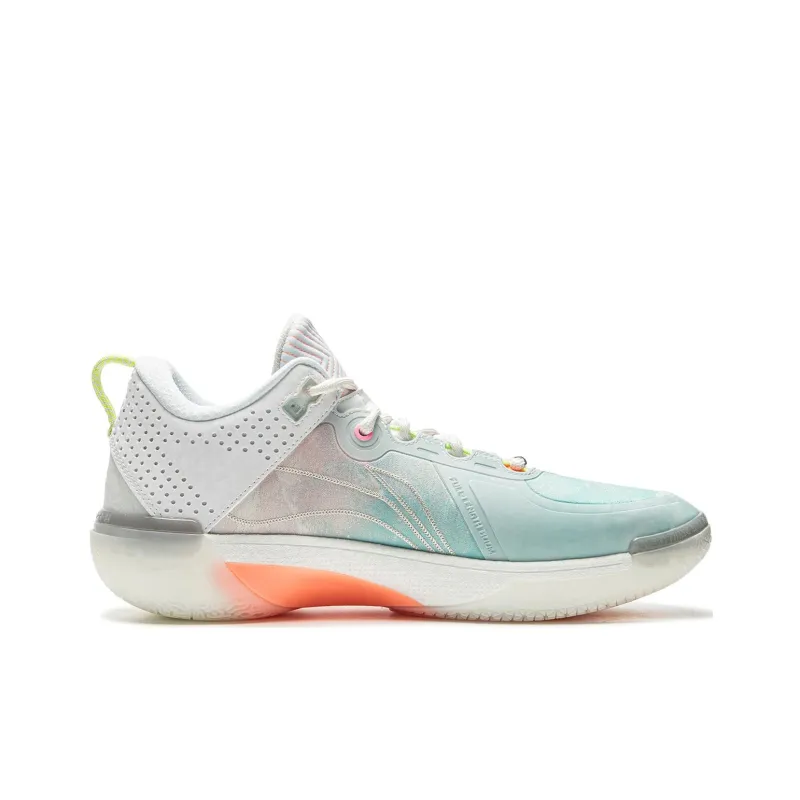 LINING Wode Phantom 6 Basketball Shoes Men Low Top Standard White/Aqua Green/Neon Pink-1