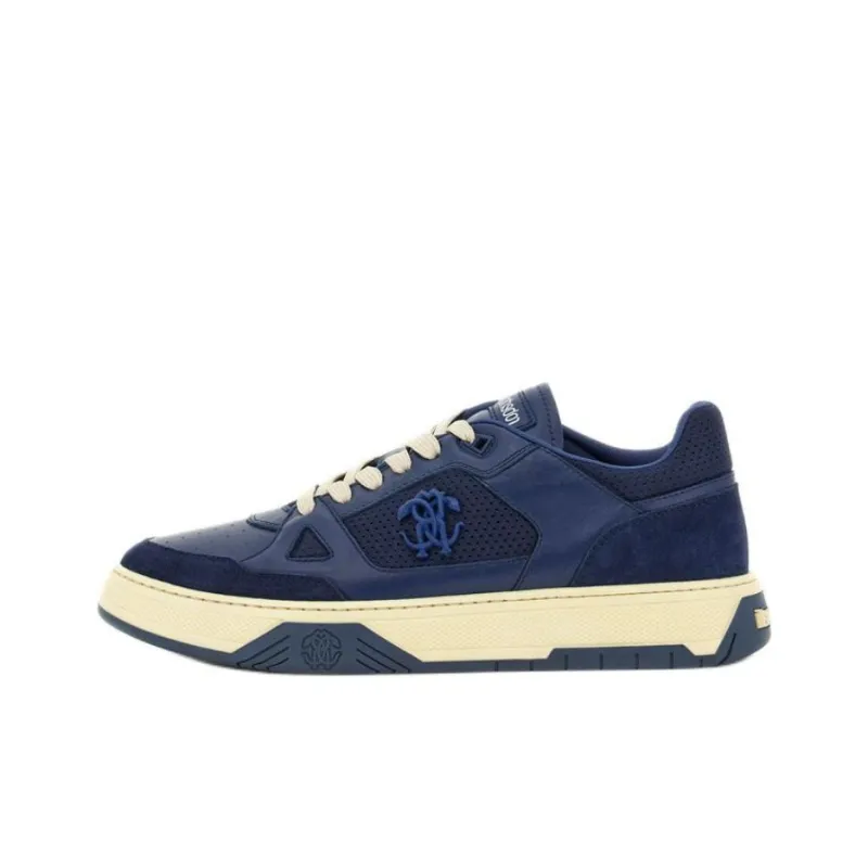 Roberto Cavalli Monogram Low-Top Skateboard Shoes Men's Blue-0