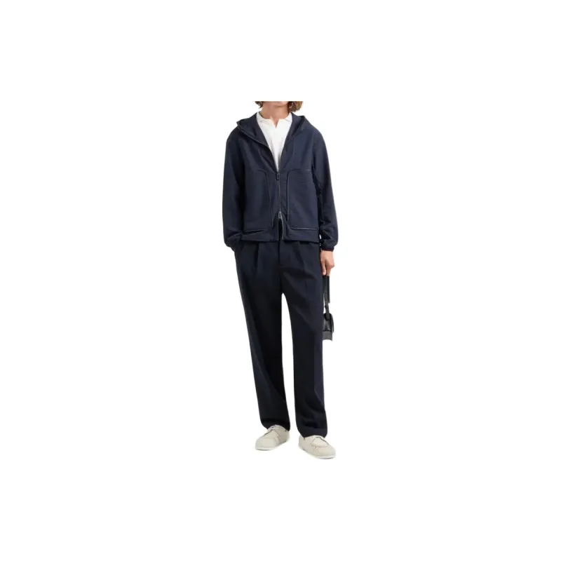 EMPORIO ARMANI Technical seersucker Hooded Blouson With Zip-1