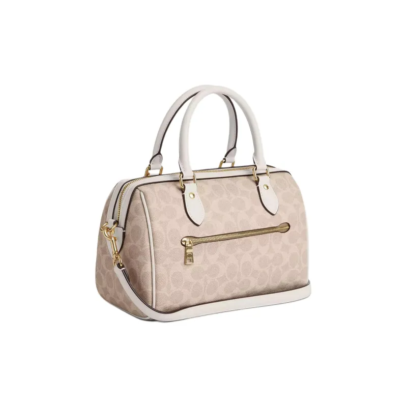 COACH Rowan Coated Canvas Shoulder Bag Crossbody Bag Handbag Medium Size Women's Sand & Chalk White-1