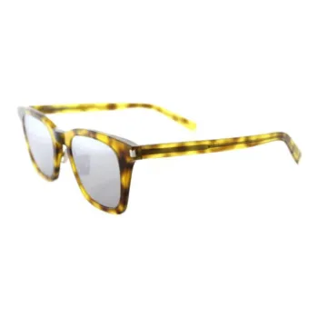 SAINT LAURENT Acetate Plastic Metal Square Sunglasses Men's Tortoiseshell