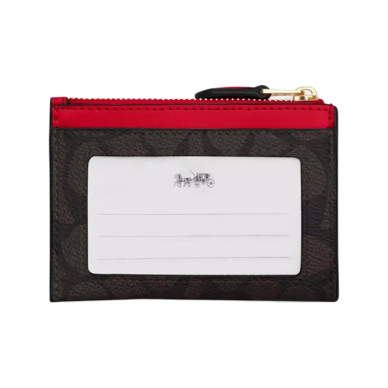 COACH Coated Canvas Card Holder Mini Women's Red-3