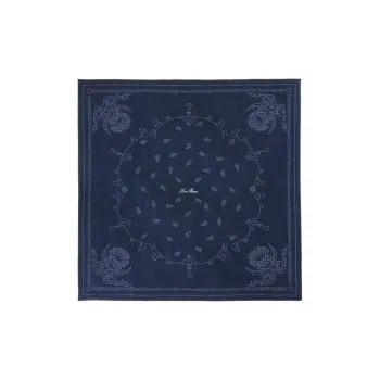 Loro Piana Wool Knit Scarves Women's Eclipse Blue/White