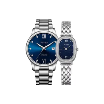 Fiyta Automatic Mechanical Movement Stainless Steel Strap Watch Unisex Blue Dial