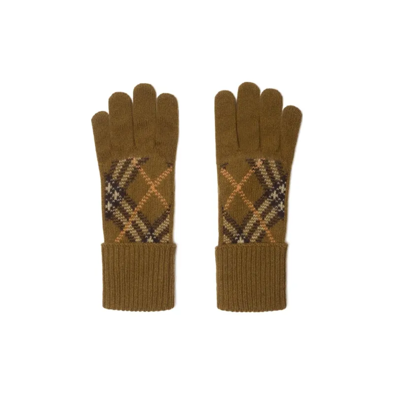 Burberry Cashmere Knit Gloves Men's Brown-0