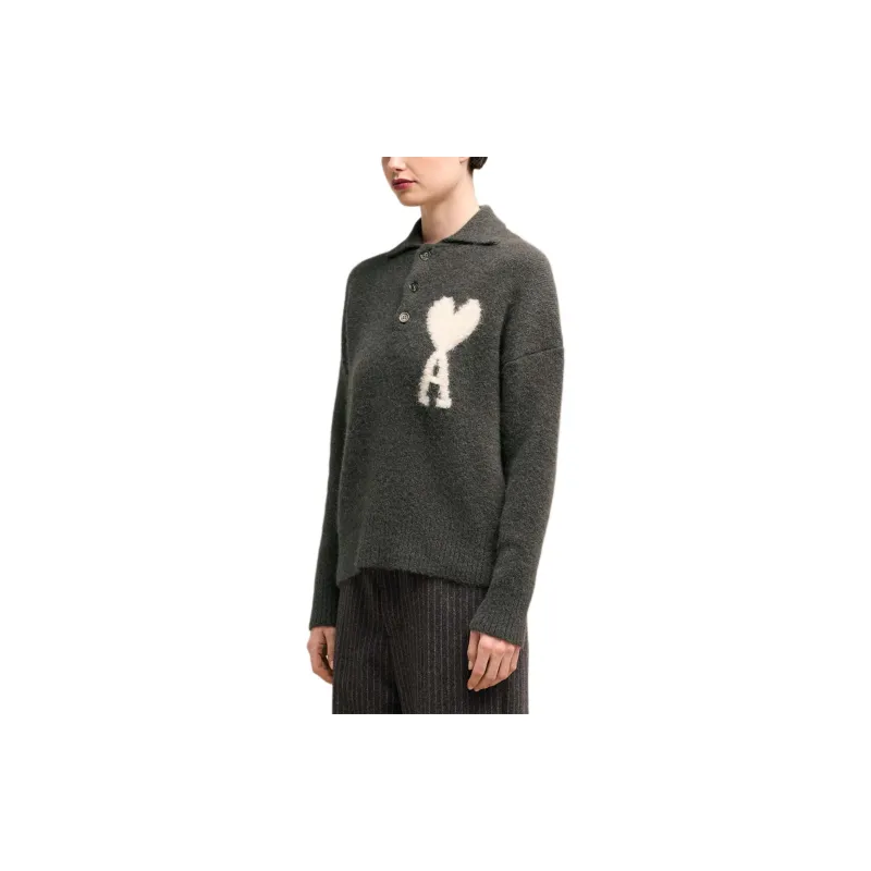 AMIPARIS Paris Ami De Coeur Knit Polo Sweater-3
