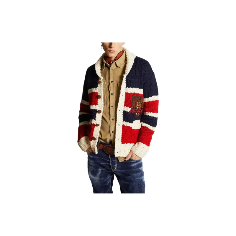 DSQUARED 2 Striped Knit Cardigan-4