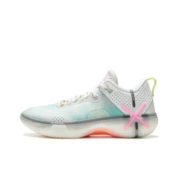 LINING Wode Phantom 6 Basketball Shoes Men Low Top Standard White/Aqua Green/Neon Pink
