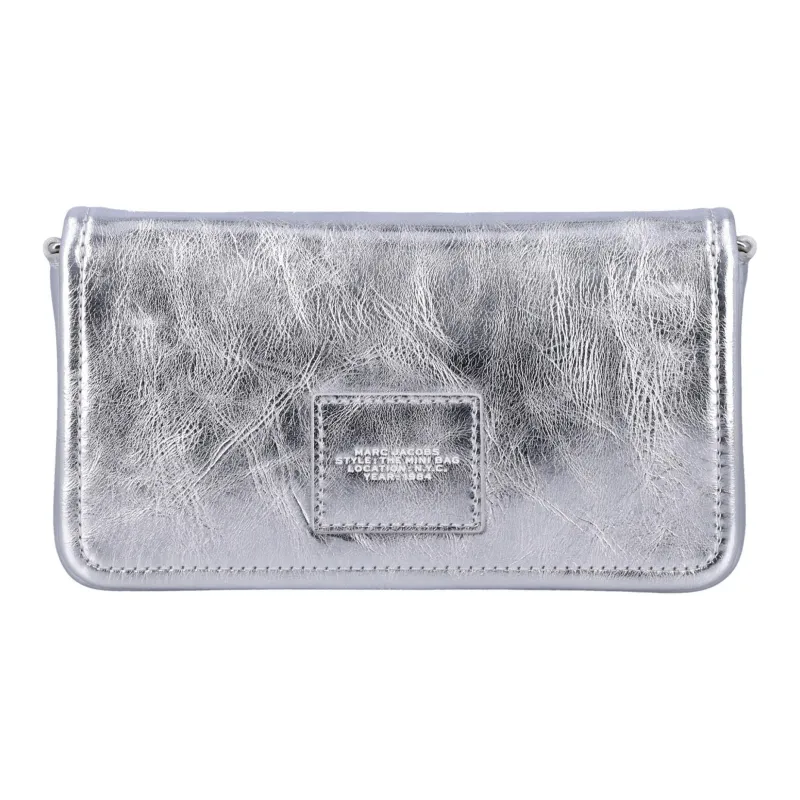 MARC JACOBS The Metallic Leather Chain Mini Shoulder Bag Silver-3