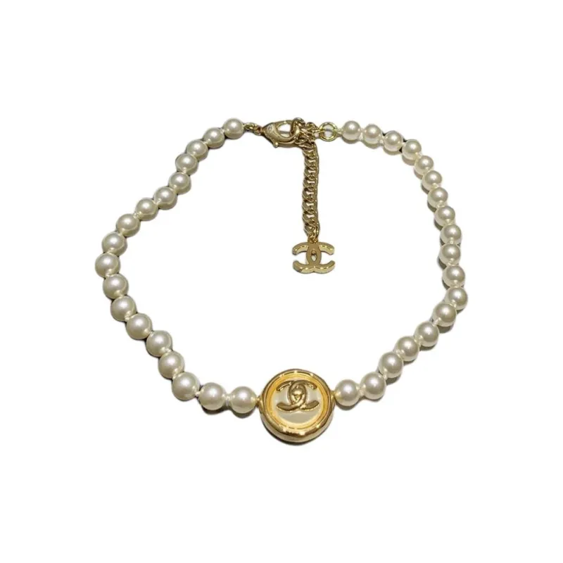 CHANEL Metal, Resin, Artificial Pearls Necklaces Unisex White-1