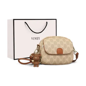 VINEY Synthetic Leather Shoulder Bag, Crossbody Bag, Small Round Bag Regular Women's Khaki