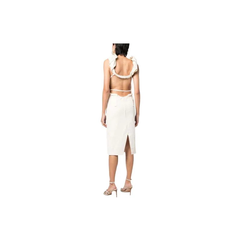Jacquemus Open back Ruffle shoulder Dress-4