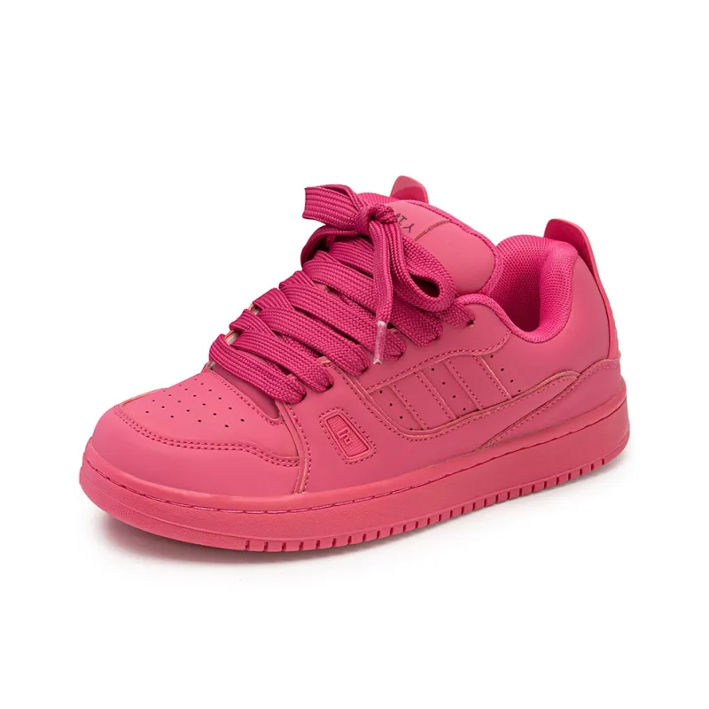 Little Red Man Anti Slip Wear Resistant Low Top Skateboard Shoes Women's Dragon Fruit Red-1