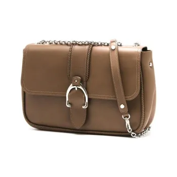 LONGCHAMP Leather Crossbody Bag, Shoulder Bag Women's Taupe & Beige Brown