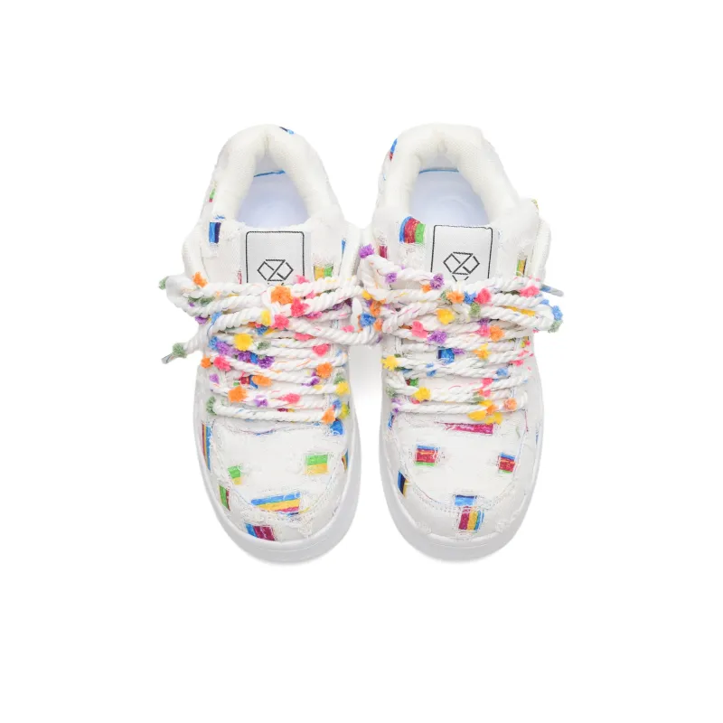 OAOQ Box Low-Top Skateboard Shoes Unisex Rainbow Bean-4