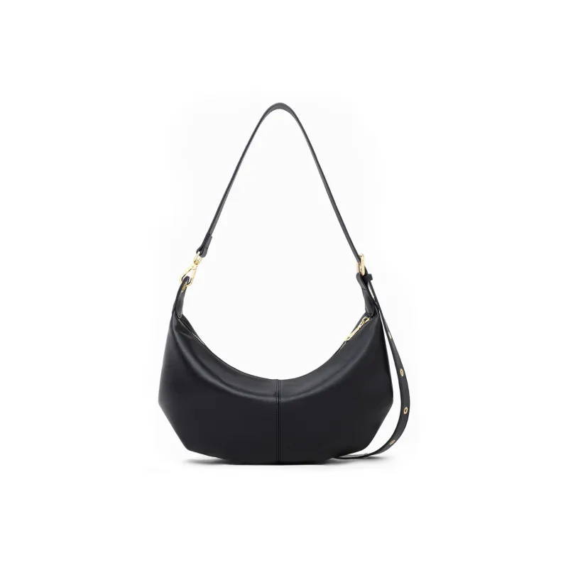 MILLIE'S Cow Leather Patchwork Synthetic Leather Crescent Bag Crossbody Bag Shoulder Bag Regular Women's White/Black-6