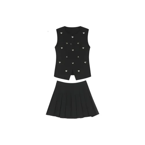 Summer Hooray Two Piece Skirt Sets Women's Black