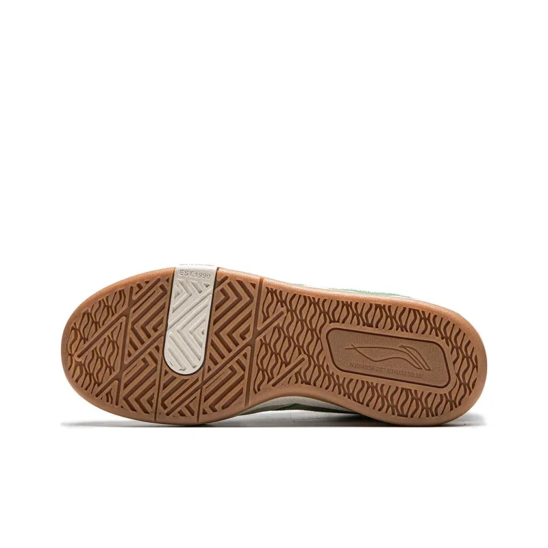 LiNing Anti-Slip Wear-Resistant Low-Top Skateboard Shoes Women's Beige Green-6