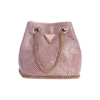 GUESS Fabric Bucket Bags Shoulder Bag Crossbody Bag Handbag Medium Size Women's Pink