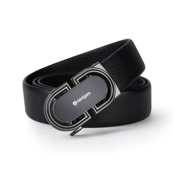NAVIGARE Top Grain Cow Leather Belt Belt Men's Black Width  3.5cm