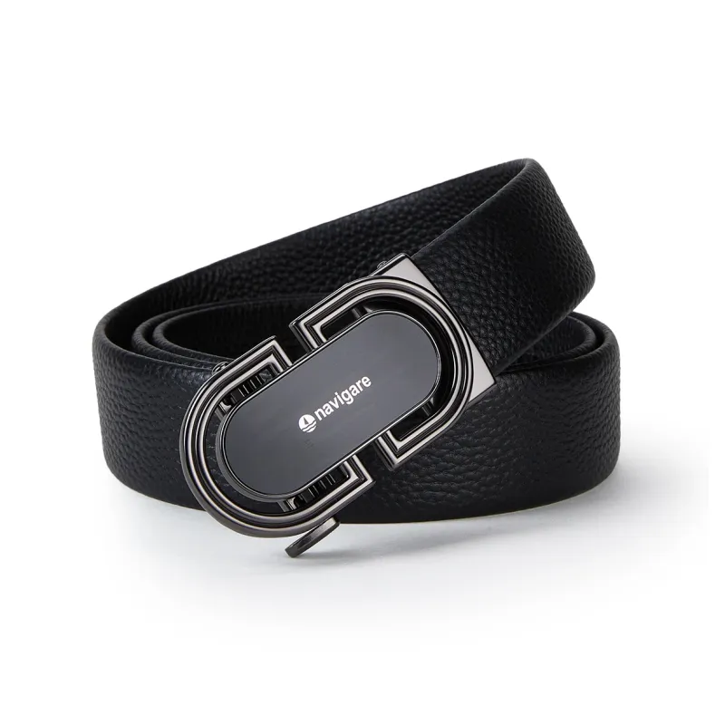 NAVIGARE Top Grain Cow Leather Belt Belt Men's Black Width  3.5cm-0