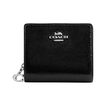 COACH Snap Wallet Patent Leather Wallet Mini Women's Black